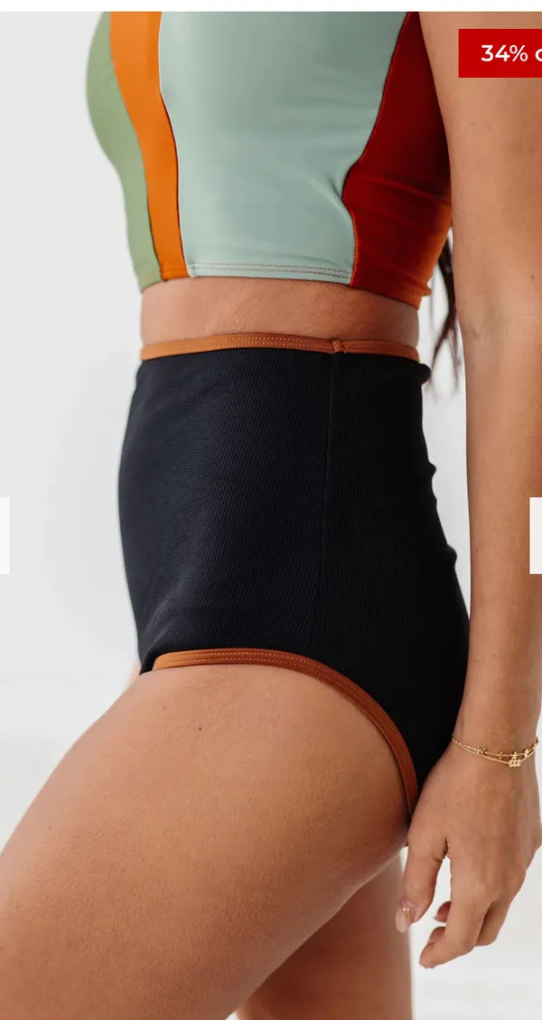 NWOT Livy & Kate BLACK HIGH WAISTED PIPED BOTTOMS Sz M - Image 2