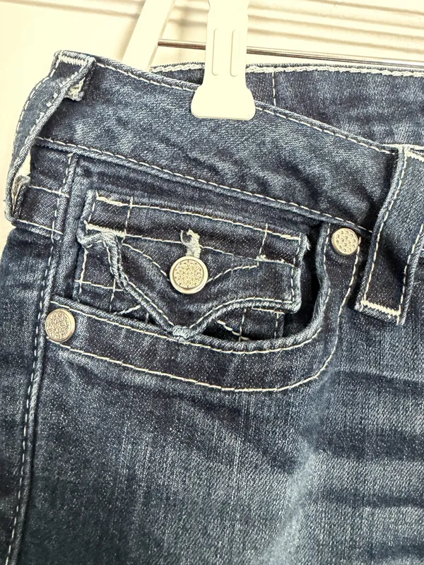 True Religion Y2K Low Rise Straight Dark Wash Jeans - Image 3