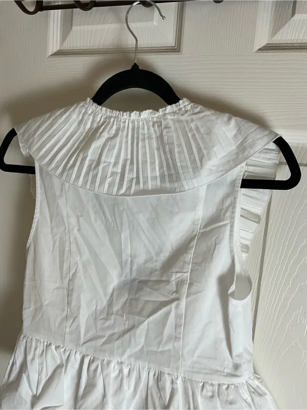 Zara White Ruffled Tie-Front Top Black Bow Coquette Size Small - Image 8