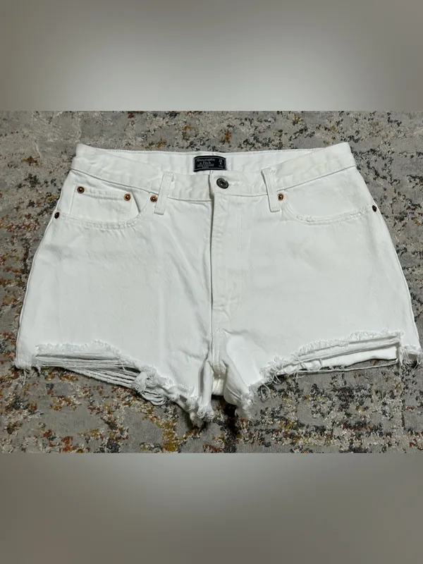 ABERCROMBIE & FITCH Annie high rise shorts white size 6/28 - Image 11