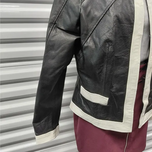 Vintage Spiegel Women's Leather Jacket Size 14 Black Classic Fall Moto Chic Y2K - Image 5