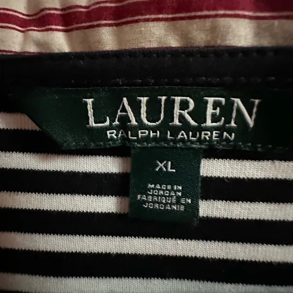 Lauren Ralph Lauren Black and White Boxy Polo Tee - Image 3
