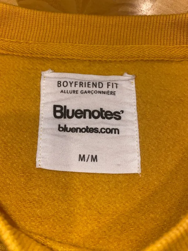 Bluenotes Boyfriend Fit Yellow 'Leave Me Alone' Crewneck Sweatshirt Size Medium - Image 6