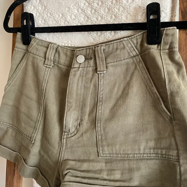 army green cuffed mom shorts - Image 2