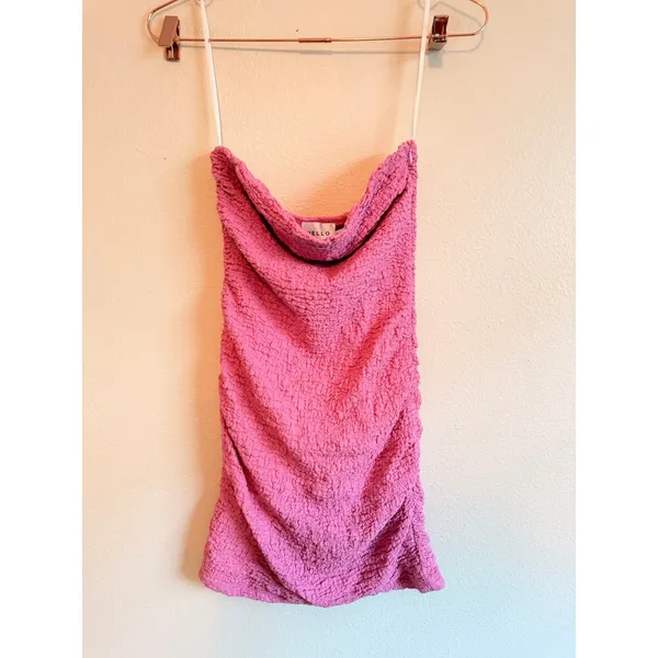 Hello Molly Tube Dress Women Size 6 Pink Popcorn‎ Texture Ruched Mini Bodycon - Image 2