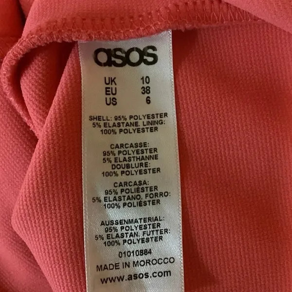 ASOS Coral Square Neck Sleeveless Back Stretch Mini Sheath Dress Size 6 - Image 6