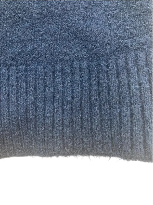 ZARA Navy Blue Cropped Knit Sweater Size S Wool Blend Soft Boxy Pullover - Image 11