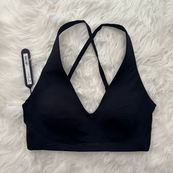 Nike Skims Shine V-Neck Bra Obsidian Small - Image 2