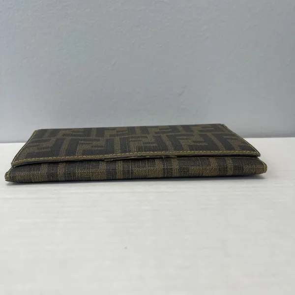 Fendi Tobacco/Yellow Zucca Coated Canvas & Leather Long Wallet - Preowned - Image 8
