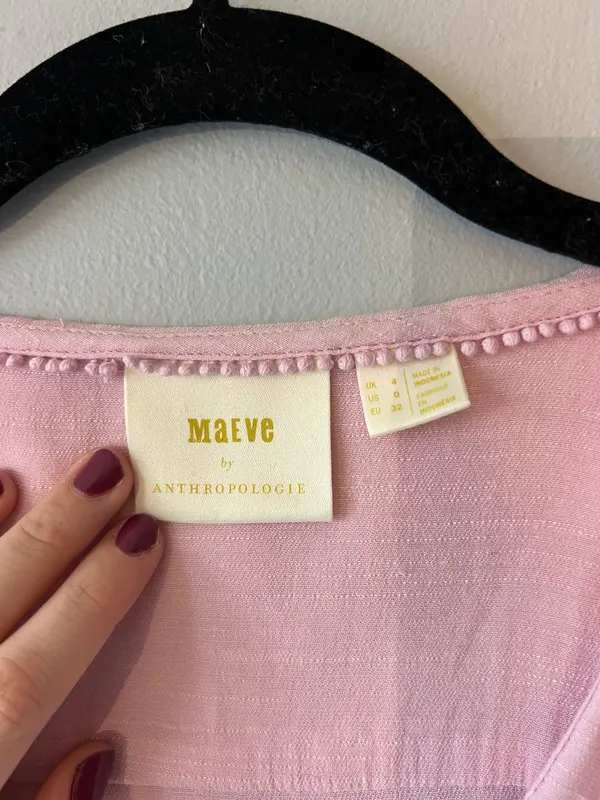 Maeve Anthropologie Blouse Light Pink - Image 3