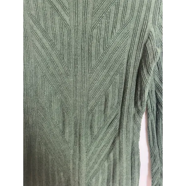 Ecru Womens Forest Green Mock‎ Neck Chevron Ribbed Long Sleeve Sweater Small - Image 4