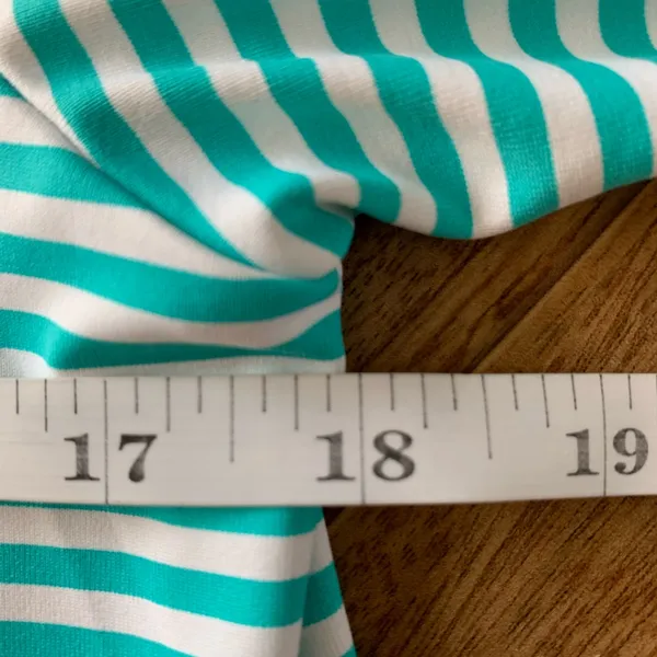 Lulu B Small Aqua Stripe UPF Top Lace Sleeve Coastal Beach Resort Cruise - Image 15