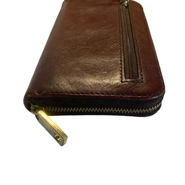 FOSSIL BRANDY BROWN FULL ZIP ISSUE NO. 1954 COLLECTION LEATHER WALLET - Image 4