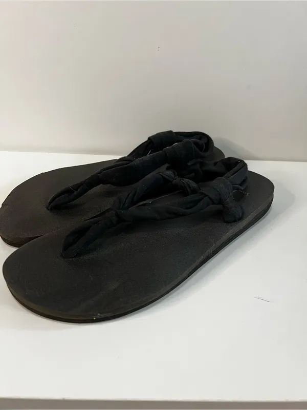 Sanuk Yoga Sling Ella Black Knotted Fabric Boho Sandals - Image 2