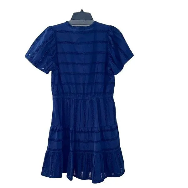 Sail to‎ Sable Womens Short Sleeve Tiered Tassel Tie Mini Dress Navy Blue Medium - Image 4