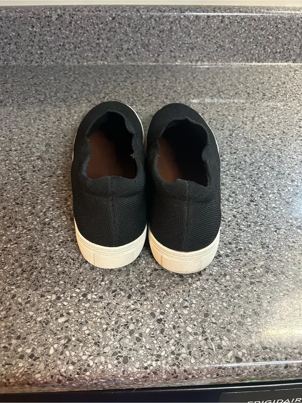 MIA Black Knit Slip-On Sneakers with White Sole - Image 4