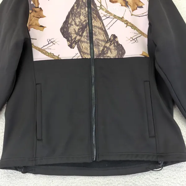 Habit Women's Black Pink‎ Camo Mossy Oak Softshell Jacket Full Zip Size Large - Image 8