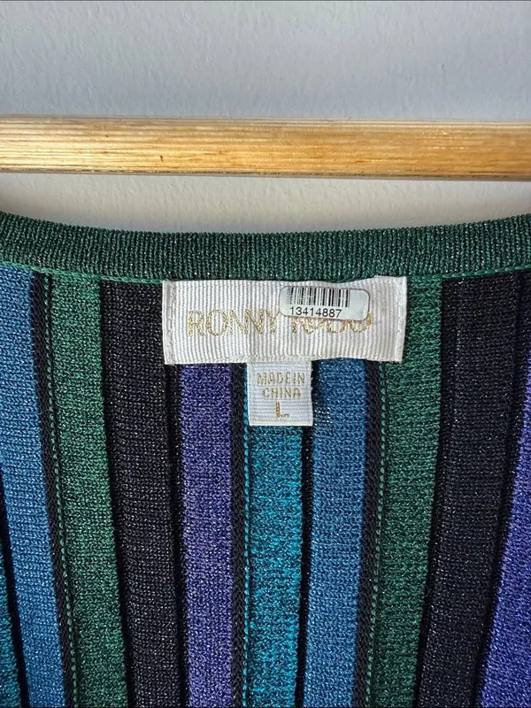 Ronny Kobo Metallic Stripe Knit Top - Image 4