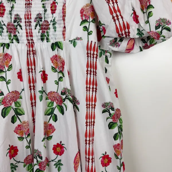 Hill House‎ Matilda Midi Dress Small Botanical Garden Floral Puff Sleeve Cottage - Image 6