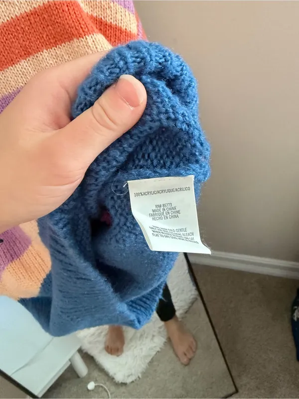 O'Neill Striped Crewneck Sweater in Orange, Lavender & Blue - Image 5