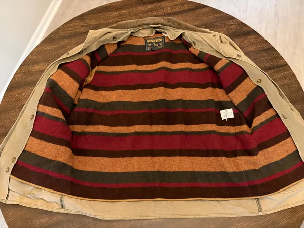 Vintage Woolrich Barn Coat Chore Jacket Mens Medium Blanket Lined Canvas - Image 2
