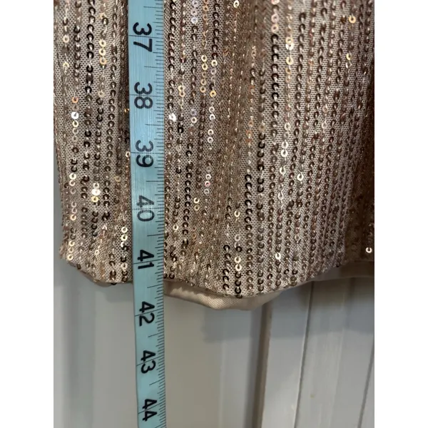 SHEIN Champagne Sequin Halter Sheer Chest Size 12 Back Zip Lined Party - Image 2