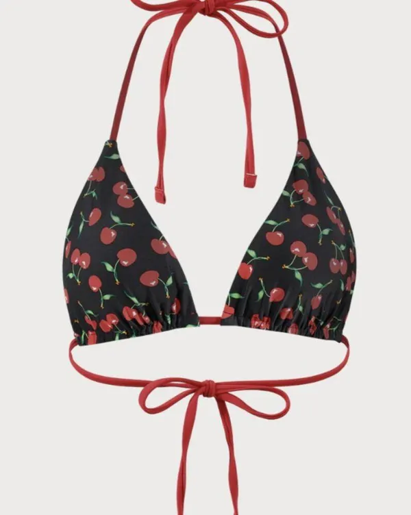 BERLOOK Reversible Cherry Halter Bikini Top ONLY 41 Red - Image 7