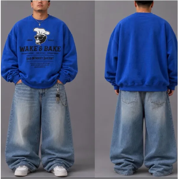 Vintage 90s Blue Heavyweight Sweatshirt Y2K - Image 2