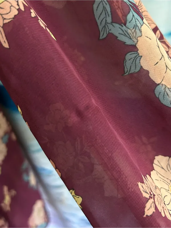 Bailey Blue Women’s Floral High-Neck A-Line Dress Burgundy & Pink Floral LG - Image 9