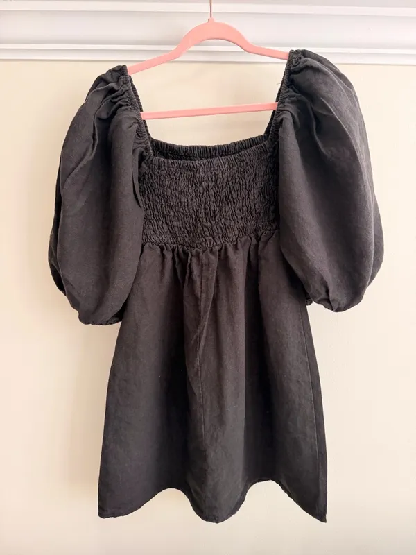 Tuckernuck Black Smocked Puff-Sleeve Mini Dress - Image 6