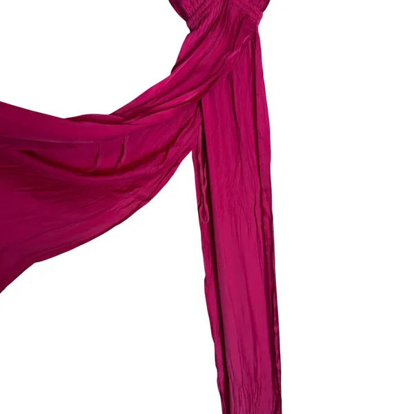 Indah Revolve Hot Pink Satin Plunge V-Neck Strappy Slit Resortwear Maxi Dress XS - Image 8