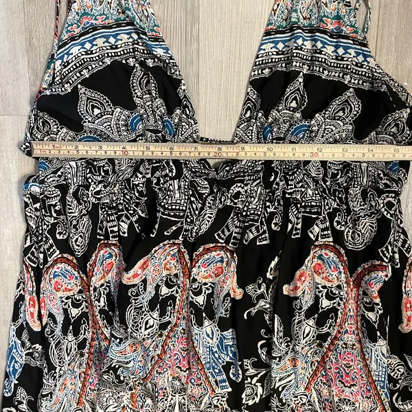 Intimately Free People sz Medium Black Paisley Strappy V-Neck Slip Mini Dress - Image 7