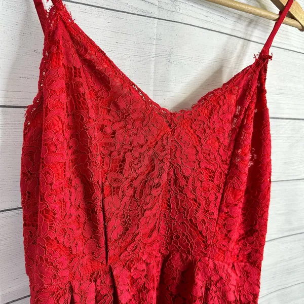 Lulus Womens size XL Royal Treatment Red Lace Midi Skater Dress - Image 4