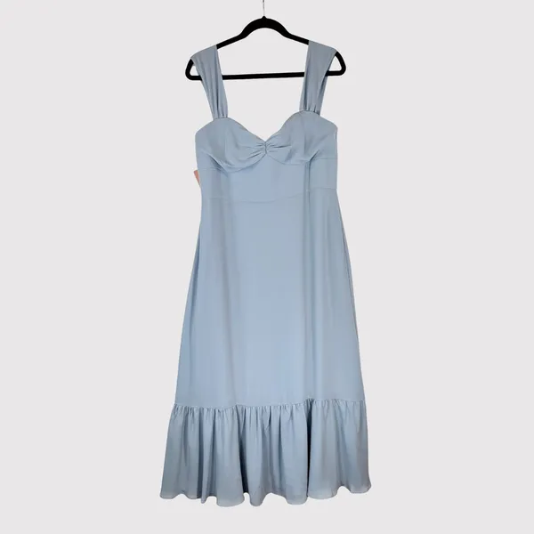 NWT BHLDN Dress Blue Munroe Georgette Maxi Off Shoulder Formal Bridesmaid Sz 14 - Image 2