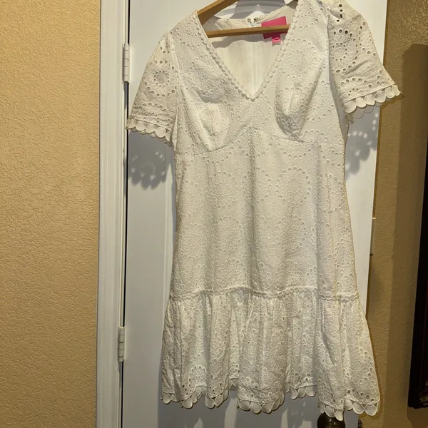 Lily Pulitzer Sz 10 Eyelet White Dress - Image 3