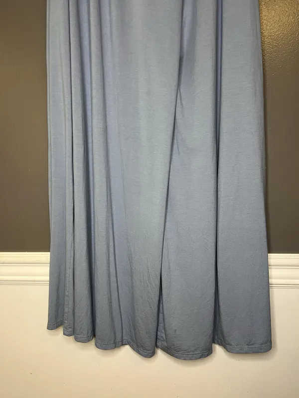 FP Beach Skirt Womens Medium Blue Jersey Maxi Elastic Waist Flowy Boho Casual - Image 9
