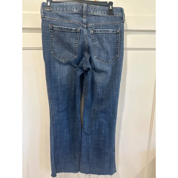 Hollister Mid-Rise Relaxed Bootcut Jeans Medium Wash Raw Hem 4R W27 casual read - Image 6