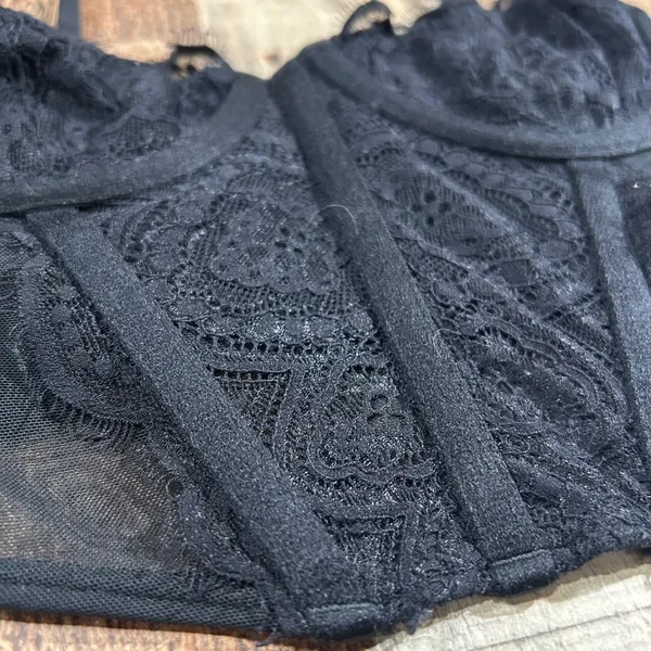 Gilly Hicks Black Lace Mesh Corset Top Small Underwire Bustier Goth Whimsigoth - Image 2