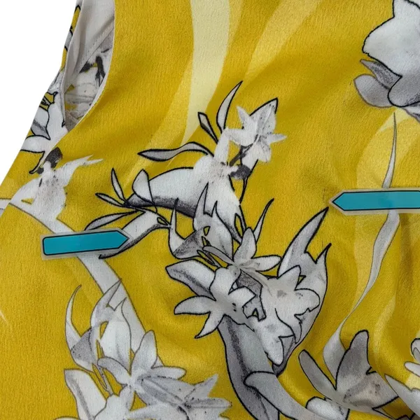 Coast Larrison Printed Satin Faux Wrap Midi Dress Yellow Floral 12 Wedding Guest - Image 9