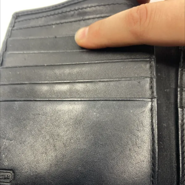Coach Bi-Fold Black Signature C Canvas & Leather Wallet - Image 8