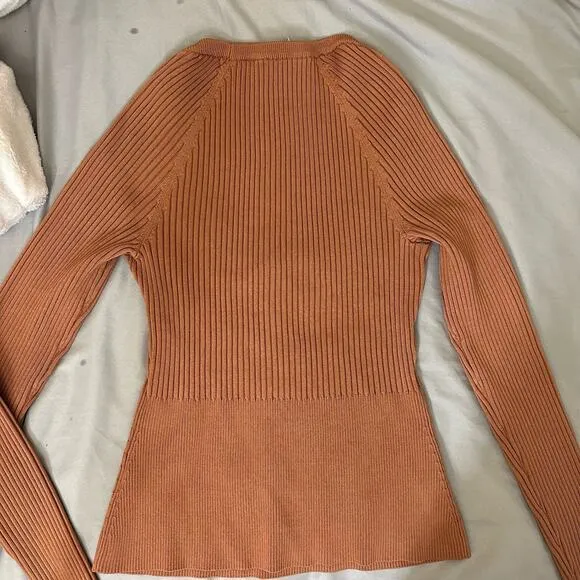 Jonathan Simkhai Jayline Pullover &‎ Bralette Set Ribbed Knit Dawn Size Large Brown - Image 9