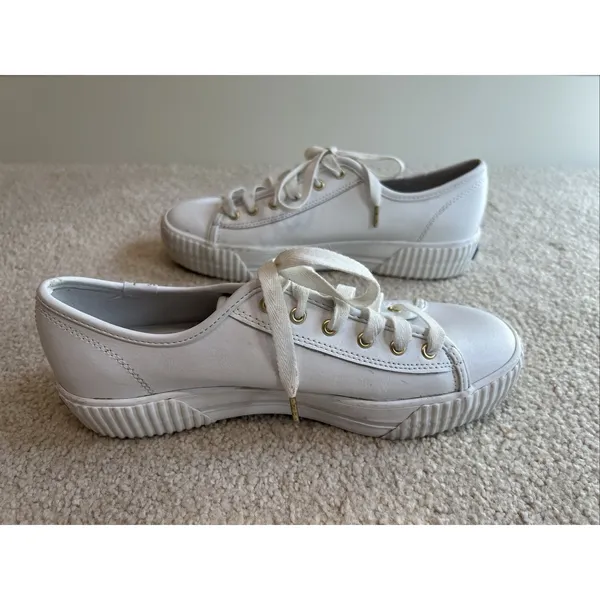 Keds Triple Kick WH57310 Leather White Platform Sneakers Shoes Lace Up - Image 4
