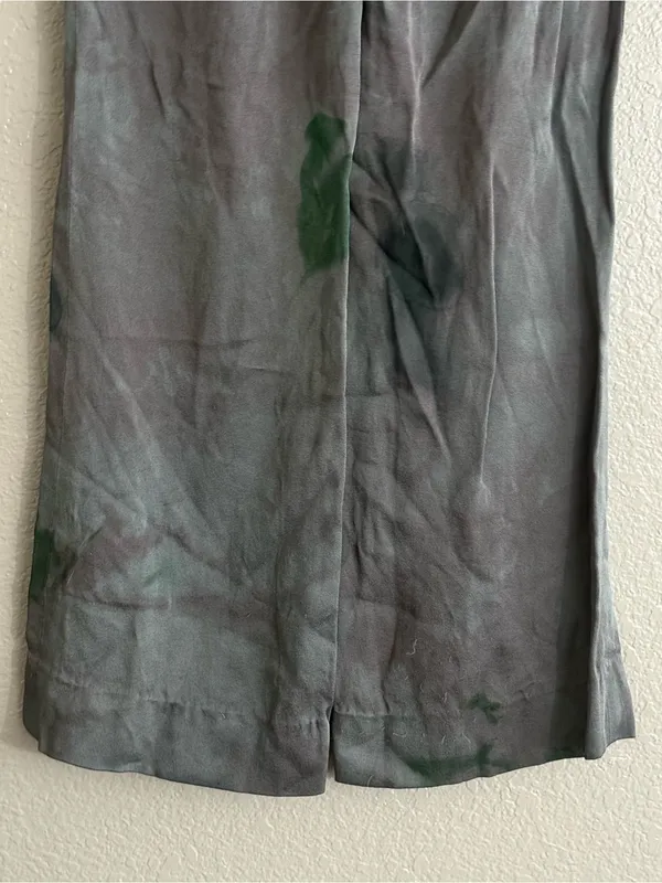 Veronica Beard 0 Robinne Wide Leg Pleated Trousers Gray Green Watercolor Artwear - Image 8