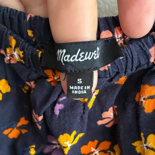 Madewell Puff-Sleeve Square Neck Smocked-Waist in Aloha Floral Crop Top S - Image 14