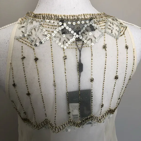 PJK Patterson J Kincaid Top Cami Sleeveless High Neckline Sequin Beaded Boho - Image 5