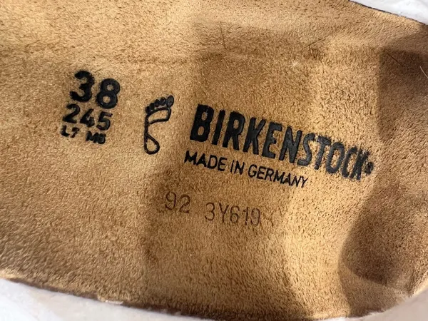 Birkenstock Arizona Sandals White Birko Flor Two Strap Silver Buckle - Image 5