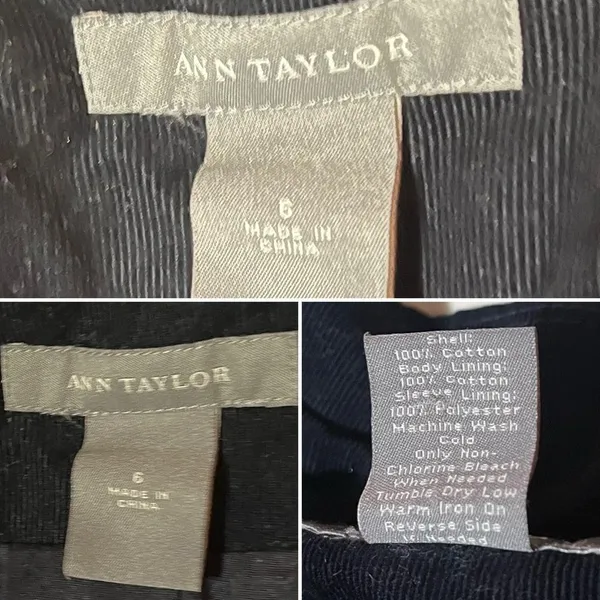 Ann Taylor Corton Corduroy Blazer Jacket Notched Lapel Button Dark Navy Blue 6 - Image 8