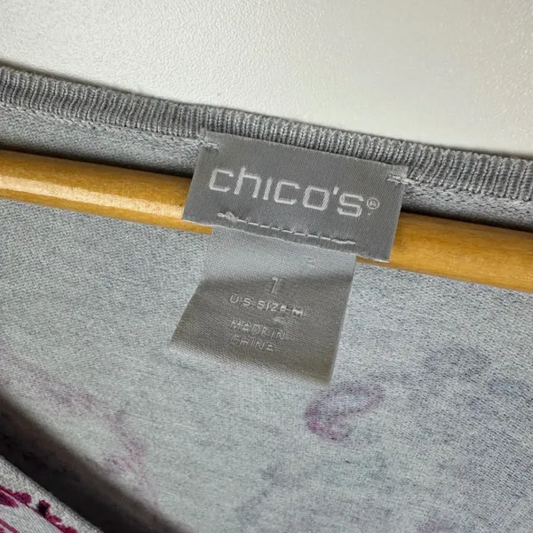 Chicos Paisley Knit Sweater Top Medium Multicolor Boho Soft Stretch Comfort Chic - Image 4