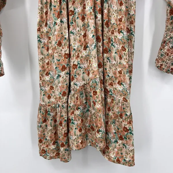 Final Touch Floral Mini Dress Multi Dolman Sleeves Coastal Cowgirl Boho Size M - Image 8