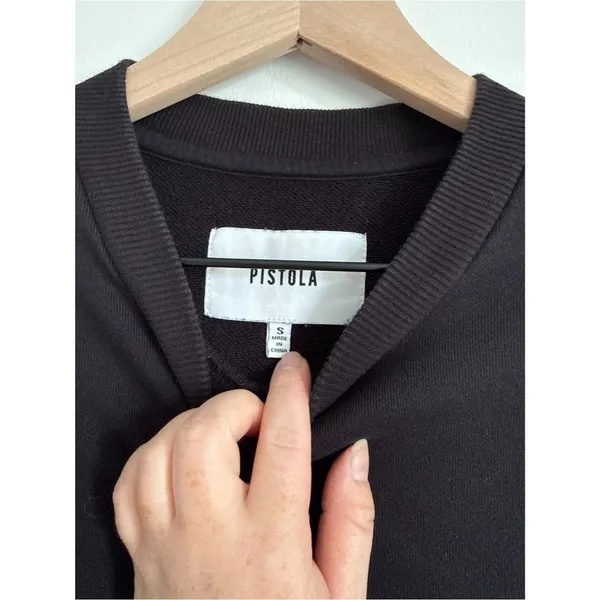 Pistola Kirsten Shoulder Pad Crewneck Sweatshirt Black S - Image 3